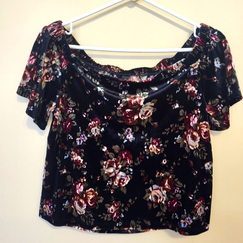 Velour off shoulder blouse